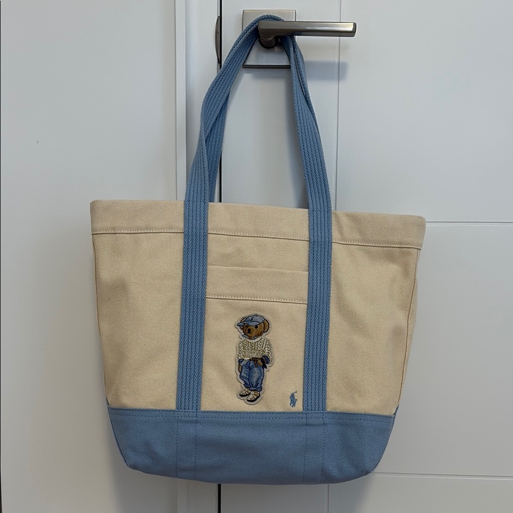 Polo Ralph Lauren Blue and Cream Bear Tote